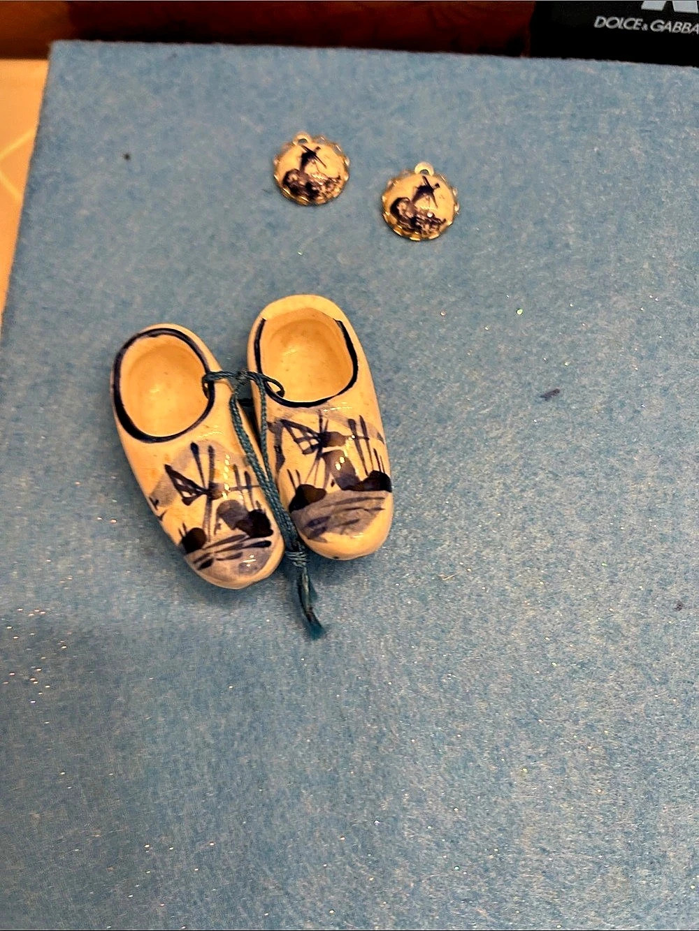 Vintage Delft Blue Ceramic Miniature Clogs